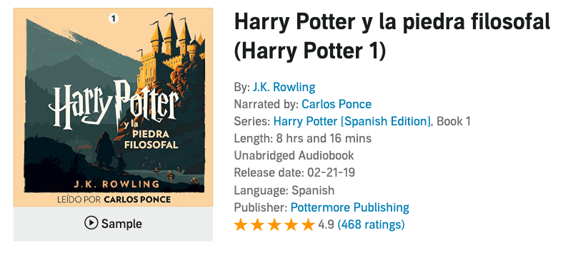 harry potter audiobook in spanish